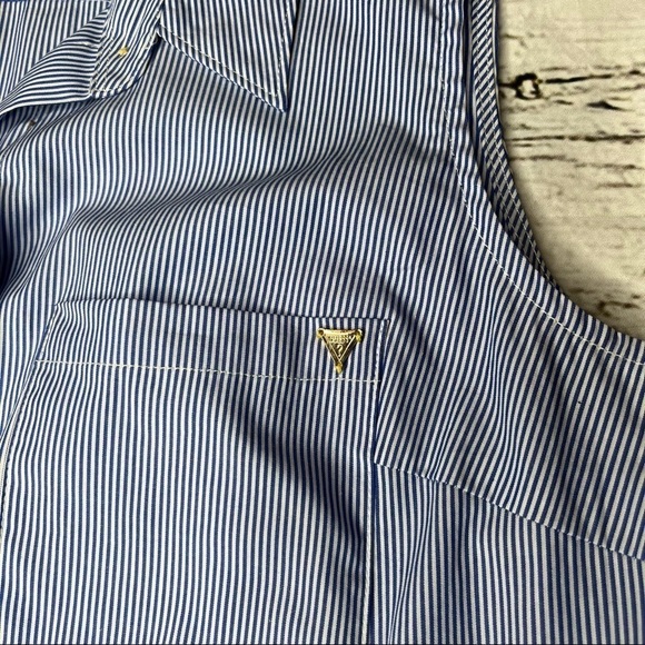 Guess Blue/White Striped Button Down Sleeveless Top Size L - Picture 4 of 9